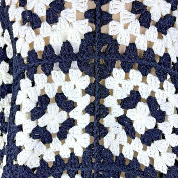 Davi & Dani Women Crochet Cardigan Black White Open Front Granny Square Boho 3XL - Picture 4 of 16